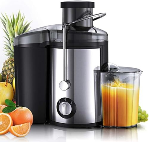 Exprimidor centrífugo de 800 W, extractor de jugo de 2 velocidades con gran canal de alimentación para frutas y verduras