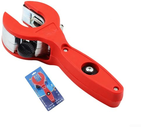 Tagliatubi a cricchetto, capacità 8-29 mm, per tubi in acciaio inox, alluminio, rame, PVC, utensile da taglio di precisione, impugnatura ergonomica, impianto idraulico e uso HVAC (rosso)