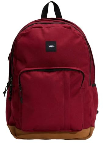 Vans Old Skool Trek Backpack, Mochila Granate Burdeos con Base de Ante, 30 Litros, 44x30x18 cm, Compartimento para Portátil 15 Pulgadas (Rojo)