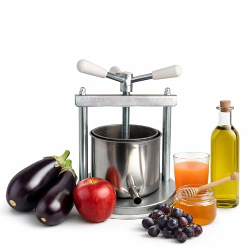 Torchio Manuale Acciaio inox 430 Made in italy Pressa Manuale Torchietto Premitutto Spremitutto Spremiagrumi Manuale Adatto per Melanzane Uva Frutta Verdura (Piccolo)