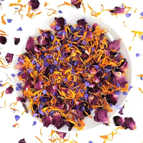 SntCrave Edible Dried Flowers 20g | Rose, Cornflower & Calendula Petal Blend | Natural Cake Decorations, Cocktail Garnish, Dessert Topping – No Additives, No Preservatives