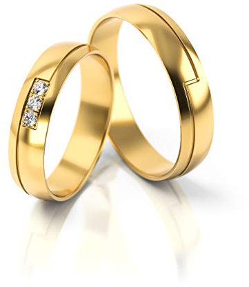 JC GOLD Trauringe - Gelbgold Eheringe inklusive Steine und Gravur im Paarpreis PL297 (8 Karat (333) Gelbgold)
