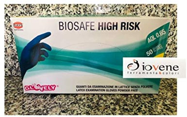 Guanti da esaminazione in lattice senza polvere 50 PEZZI BLU TAGLIA XXL ULTRA RESISTENTE