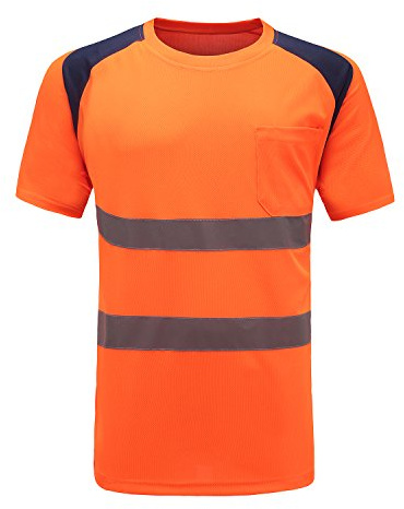 AYKRM Hi Vis Gul T-shirt High Viz Synlighet 2 Band Stag Arbete Rund hals T-shirt Andas Reflekterande Tejp Säkerhet Arbetskläder Vägarbeten Retroreflektive Synlighet Skjortor (XS-8XL)