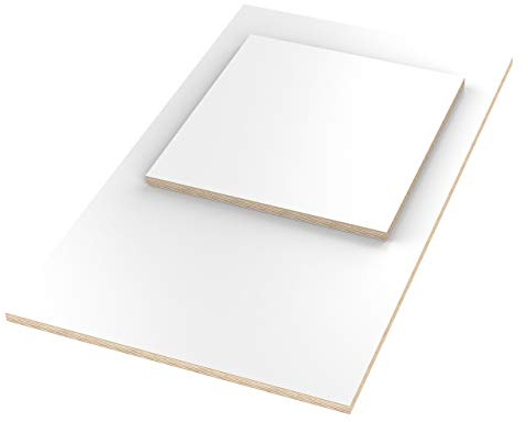 AUPROTEC Tischplatte 18mm weiß 1300 mm x 1100 mm rechteckige Multiplexplatte melaminbeschichtet von 40cm-200cm auswählbar Birken-Sperrholzplatten Massiv Holz Industriequalität Auswahl: 130x110 cm