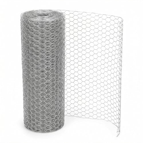 Amagabeli Maschendrahtzaun Sechseckgeflecht, Maschenweite 25 mm, Höhe 40 cm, Länge 8 m，Drahtzaun Hasendraht Kaninchendraht Hühnerdraht, Verzinkt Silber