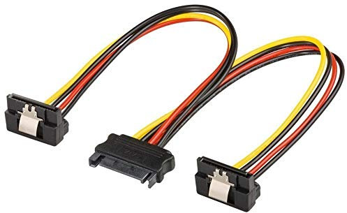 PremiumCord Splitter di Alimentazione per Dischi rigidi HDD, SATA Maschio a 2 Prese SATA ad Angolo di 90°