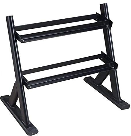 Hantelbäume Kleine Heimsportausrüstung Hantel-Lagerregal Kurzhantel-Ständer Herren Heim Fitness Zweistufiger Hantelständer Fitnessgeräte Multifunktionsregal (Color : Black, Size : 77 * 50 * 66cm)