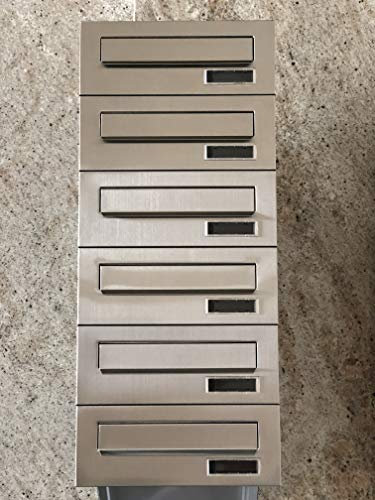 Hardware Store Briefkastensystem 5-Fach Einbaubriefkastenanlage 100% Edelstahl AISI 304 (V2A) DIN A4 wetterfest und korrosionsbeständig, 4-5-6 Fach, Silber, Wandmontage, Modern, Abschließbar