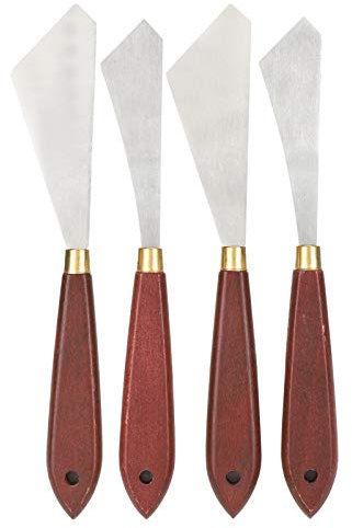 4Pcs Edelstahl Künstlerpalette Messer, Malspatel Set, robuste Mischhobel für Ölgemälde, Acrylfarben