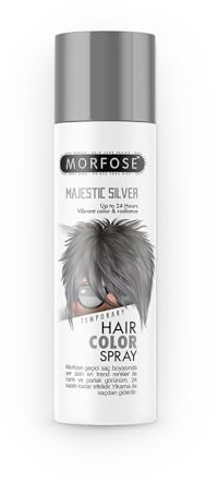 Morfose Majestic Silver Temporary Hair Color Spray 150ml – temporäres Haarfärbespray -Trendige und lebendige Farben mit bis zu 24 Stunden Halt, einfach durch Waschen zu entfernen.