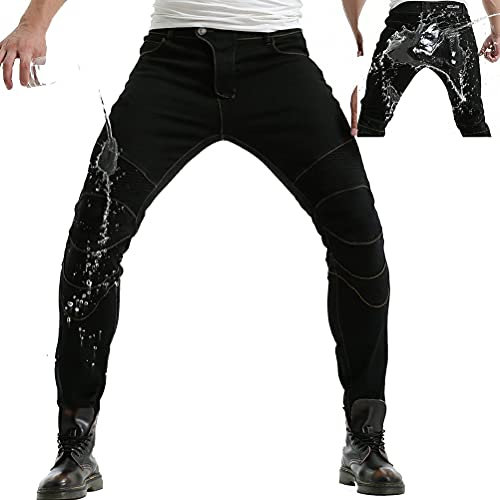 Wasserdichte Motorrad-Jeans, Biker-Schutzhose, Motocross-Racing-Hose, Silikon-Gel, CE-Schutz, Schwarz , XS