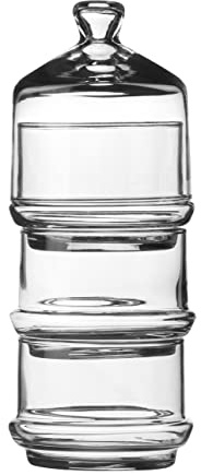 WESTCRAFT 3-stöckige Bonboniere, durchsichtiges Bonbonglas mit Glas Deckel, Luftdicht, 710 ml, für Süßwarenläden oder Präsentation, Mikrowellenfest, Spülmaschinenfest