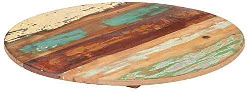 Susany Tischplatte Massivholzplatte Holzplatte Ersatztischplatte Holz Platte für Couchtisch Beistelltisch Rund 40cm 15-16mm Recyceltes Massivholz