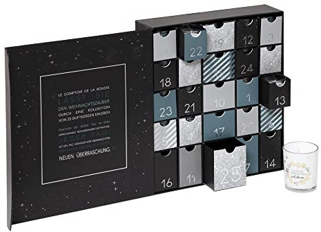 Origineller Adventskalender mit 25 Duftkerzen im Glas mit Spruch - Adventskalender kerzen - Deutsche Fassung
