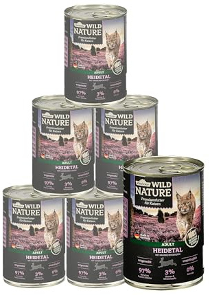 Dehner Wild Nature Nourriture pour Chat Adulte, Heidetal, Lapin/Poulet, 6 x 400 g (2,4 kg)