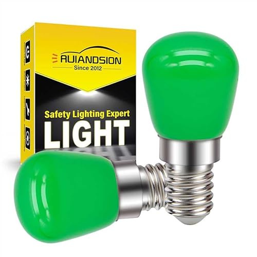 Ruiandsion E14 LED Lampadina 220V Frigorifero Lampadine di Ricambio per Elettrodomestici Frigorifero Cappa, Verde (confezione da 2)