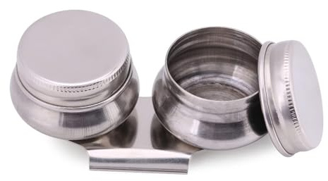 Ölfarbe Palette Tasse Doppelschöpflöffel Edelstahl Palettenbecher mit Deckel und Clip, Ölbehälter für Acryl- oder Ölfarben
