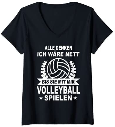 Damen Beachvolleyball Volleyball Spieler Volleyballer - Volleyball T-Shirt mit V-Ausschnitt