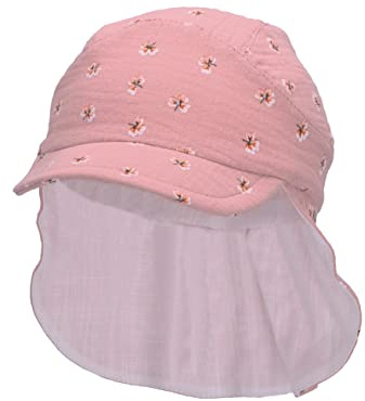Sterntaler Unisex barn skärmmössa nacke. Blommor barnmössa, delikat rosa, normal, Mjuk rosa