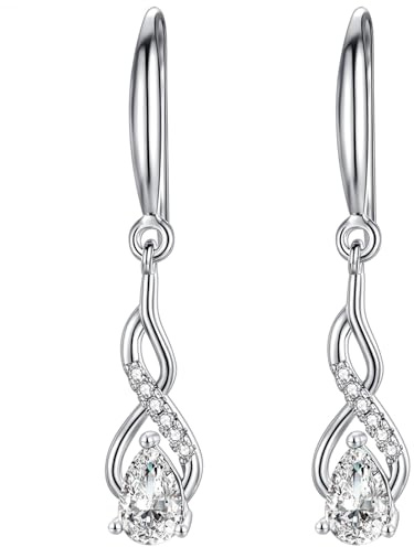 WOVEE Ohrringe Silber 925 Hängend AAA Zirkonia Ohrhänger Lange Hängeohrringe Damen Braut Hochzeit Schmuck