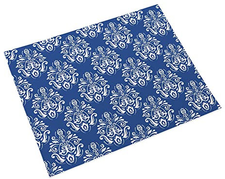 Manteles Individuales Blanco Azul Real Salvamanteles Individuales Algodón Lino Lavable Individuales Mesa Resistente al Calor Bajoplatos Tapetes para Mesa Bajoplatos 30x45cm 8 Pcs