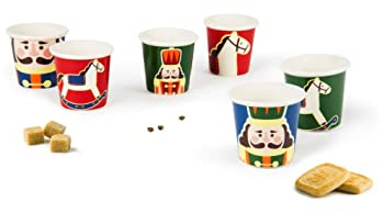 Excelsa Vintage Christmas Set 6 Bicchierini da Caffè, Capacità 90 Ml., Porcellana, Decoro Natalizio