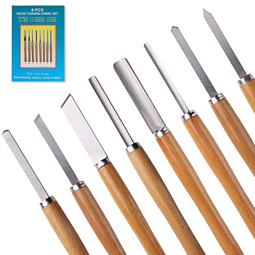 Set Di Scalpelli Per Tornire Il Legno, 8 Pezzi Scalpello Per Tornio in Legno, Strumenti Di Tornitura Utensili Per Legno Sgorbio Inclinazione Partimento Con Scatola Per Principianti E Hobby