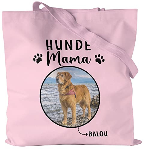 Kiddle-Design Hundemama Tasche Personalisiert Foto Geschenk Hundebesitzer Hundeliebhaber Hundehalter Frau Dog Mom Hundefreund Haustier Jutebeutel