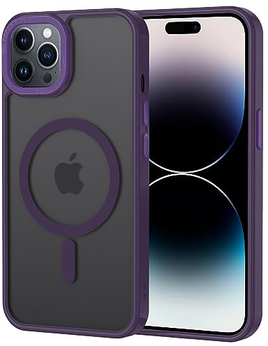 XTCASE Cover Magnetica per iPhone 14 Pro Max Traslucida Opaca, Viola | Custodia [Compatibile con MagSafe] TPU Bumper Antiurto Resistente ai Graffi Anti-impronte Ultra Sottile Protettiva Case