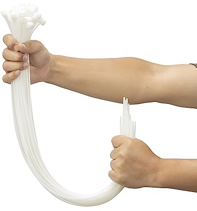 XINGO 100 PCS White Cable Ties Heavy Duty, 600mm x 9mm Long with 80 KGS Ultra Strong Tensile Strength, Large UV Resistant Cable Ties Extra Long Tie Wraps for Outdoor Use