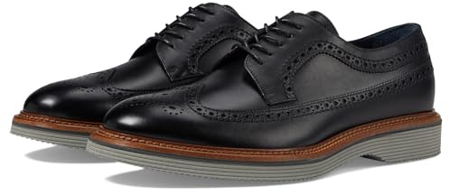 Johnston & Murphy Collection Jenson Longwing - Shoes for Men - Round Toe - Rubber Outsole - Leather Lining Black 10 M