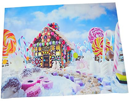 ifundom Süßigkeitshintergrundtuch Weihnachtshintergrund Weihnachtsdorf Kulisse Candy Land Kulisse Süßigkeiten-fotohintergrund Lutscher Hintergrund Vinyl Das Foto Kind Karikatur