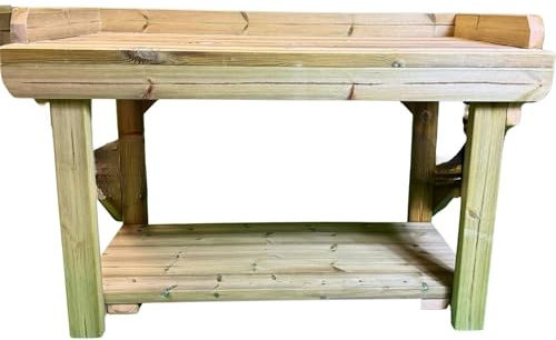 Wooden Garden Potting Table/Planter bench. Heavy duty Garden Work Table. (Double Shelf, 4FT - COMPACT)