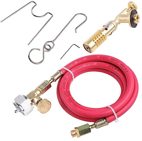 Kochbrenner, nachfüllbar, verstellbare Flamme, Küchenbrenner für Koch, Backen, Grillen, Creme Brulee Löten, Flammenwerfer-Set für Motorrad für Kinder für Erwachsene, echt mit Schlauch