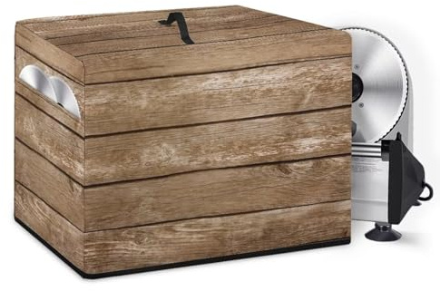 NETILGEN Housse de protection pour trancheuse à viande - Facile à nettoyer - Résistante aux taches - Avec poches de rangement - Grain de bois marron