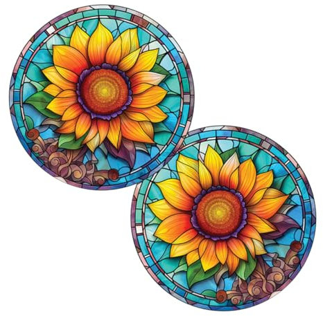 Warmhm 2St sommerliche fensteraufkleber Kolibri-Fensteraufkleber Sommeraufkleber Dekor fensteraufkleber selber machen statische Aufladung runden Glas Sonnenblume schmücken