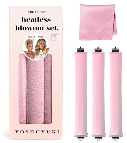 YOSHUYUKI Heatless Hair Curler to Sleep in No Heat Satin Curling Set Jumbo Large Foam Sponge Rollers for Long/Short Hair Volume Women Styling Tools Pink