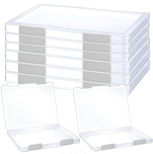 DHYLRICHER 6 Pcs Clear A4 File Portable Project Case, Plastic Storage Box for 8.5 x 11 Letter Paper, Scrapbook Paper Storage Boxes with BuckleDocuments Magazines Holder