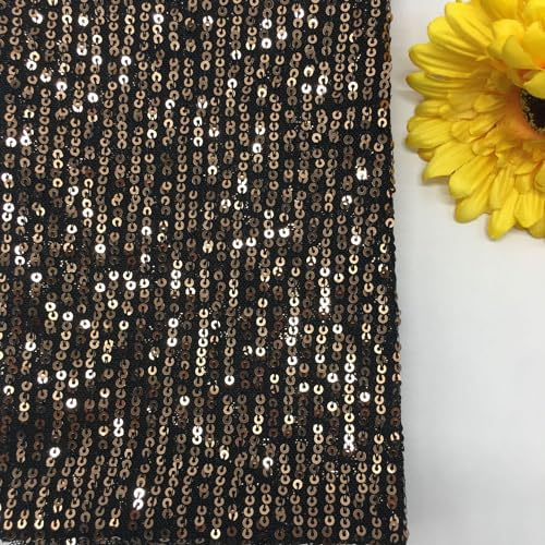 Glänzender Stoff mit Pailletten 125cm * 2 Yard Paillettenstoff Dekostoff Kostümstoff Stoffe zum Nähen Vorhangstoff Hochzeitsstoff für DIY Nähen Basteln Kleidung Hochzeit Party Deko -Kaffee Schwarz