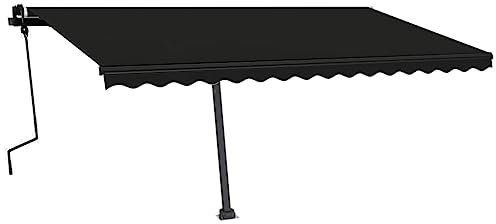 Balkonmarkise Garten Markise Terrassenmarkise Standmarkise Einziehbar Handbetrieben 450x300 cm Anthrazit für Terrasse