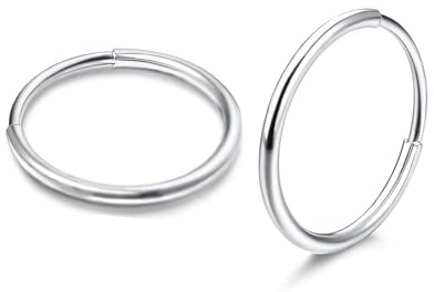 Kritz Boucles d’Oreilles Petites Créoles Plaqué Or ou Argent, Acier Inoxydable, 8 à 16 mm