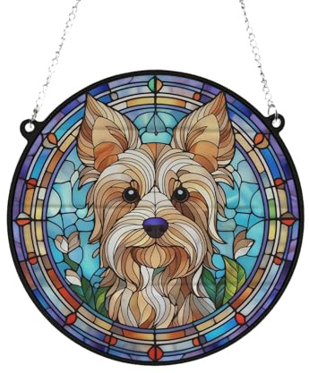 Yorkshire Terrier Stained Glass Effect Suncatcher Gift for Dog Lovers - 13cm