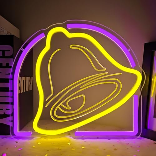 CinsYarn Taco Neon Sign Bell Neon Led Sign Taco Party Decorations Dimmable Led Tacos Neon Light Up Sign for Tacos Lover Home Kitchen Bar Coffee Shop Business