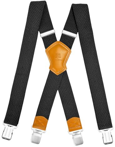 SULIHUA Hosenträger für Herren, Hosenträger, 4cm Breite, lang X-förmig, Verstellbar und Elastisch, 4 Starke und Robuste Metallclips für Herren- und Damenarbeitskleidung, Jeans, Hosen, Jumpsuit