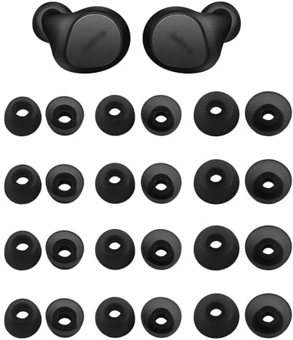 Rqker Ohrstöpsel kompatibel mit Jabra Elite 65t, 75t, 3, 4, 7, 8, Active 8, Elite 10; 12 Paar Größen S/M/L, weiche Silikonspitzen, Grau