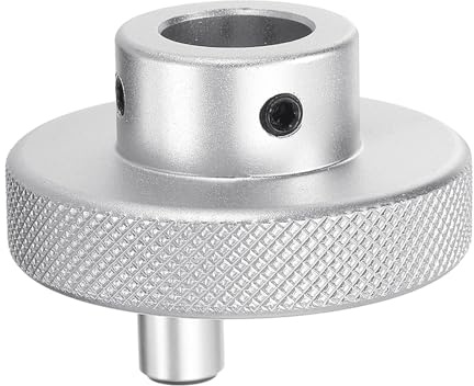 sourcing map Aluminum Alloy Handwheel 50mm OD 16mm Bore Lathe Hand Wheel with Rotate Handle Aluminum Milling Machine Handle with Wrench and 2pcs Screws for Milling Machine Lathe, Silver Tone