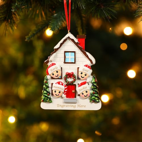 Weihnachtsbaumschmuck Personalisiert Familie Weihnachtsbaum Deko mit 2-6 Namen Weihnachtskugel Anhänger Holz/Kunstharz