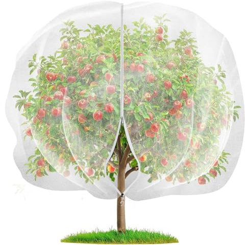 72 x 72 Pouces Filet de Jardin en Maille pour Plantes, Sac de Protection pour Arbres Fruitiers, Filet de Protection Contre les Insectes et les Oiseaux avec Fermeture Éclair pour Protéger les Plantes