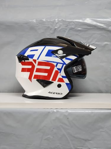 Casco Moto Helmet Jet Aria Trial 2206 Negro Azul Blanco Rojo Talla L